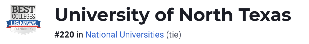 University of North Texas Rankings